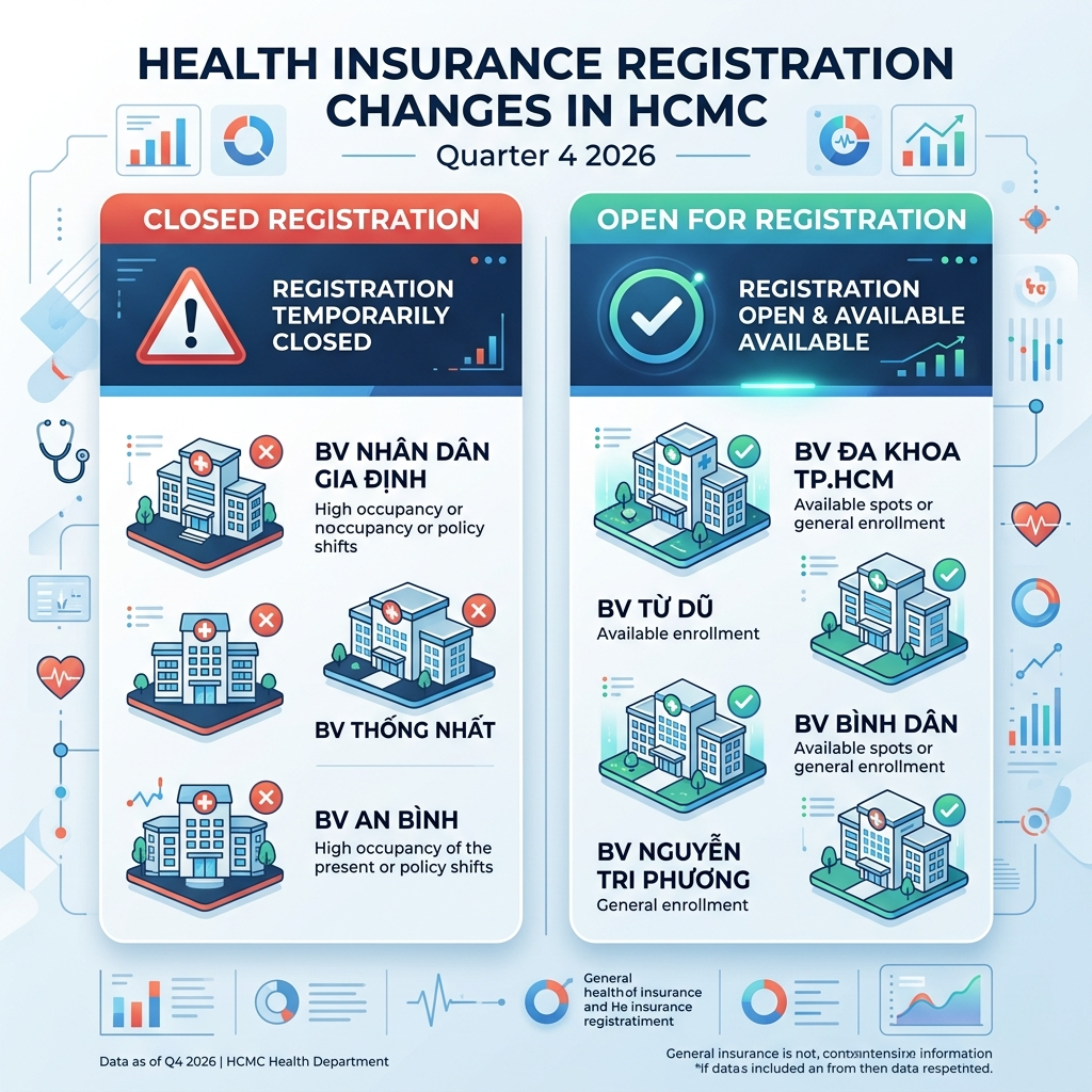 Infographic biến động nơi KCB BHYT Quý 4/2026 TP.HCM