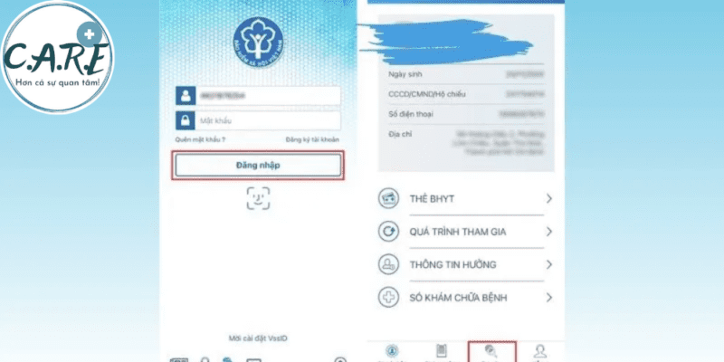 Chọn mục Tra cứu hoặc Quá trình tham gia trên ứng dụng VssID